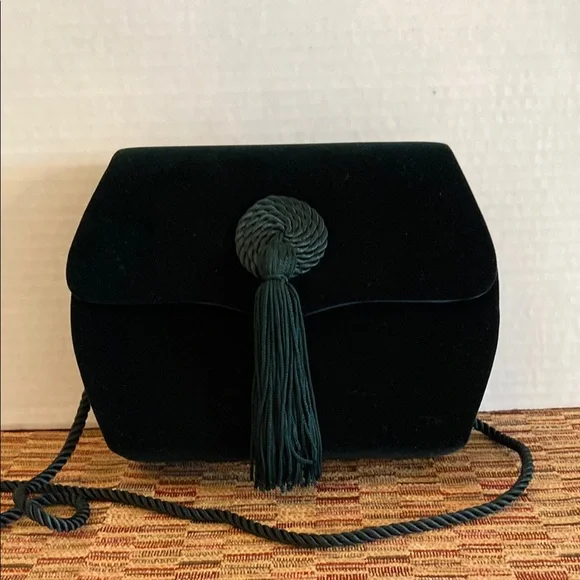 Green Velvet Clutch with Tassel Detail - Picture 7 of 7